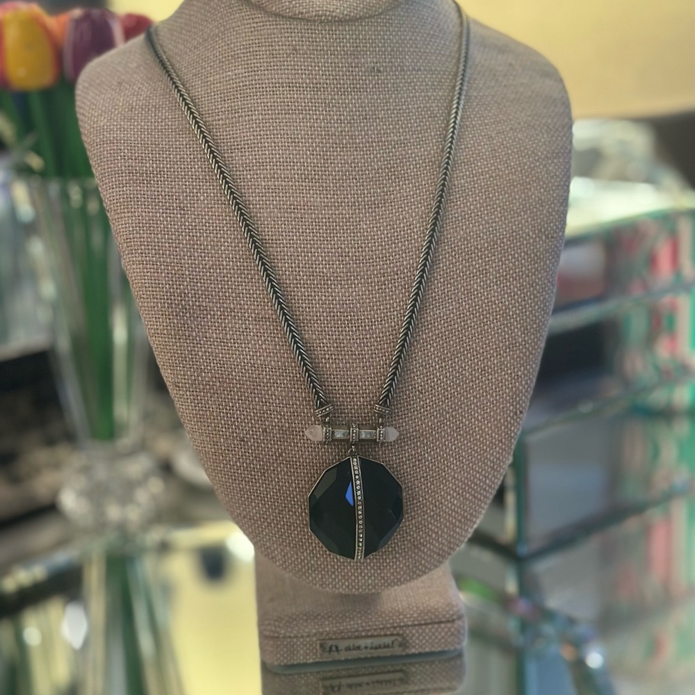 Chloe + Isabel Black and Antique Gold Tone Pendant Necklace